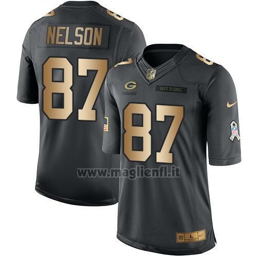 Maglia NFL Gold Anthracite Green Bay Packers Nelson Salute To Service 2016 Nero